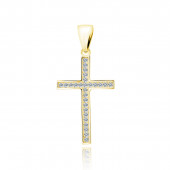 Pandantiv cruce argint cu pietre placat cu aur galben DiAmanti Z1827CG-DIA